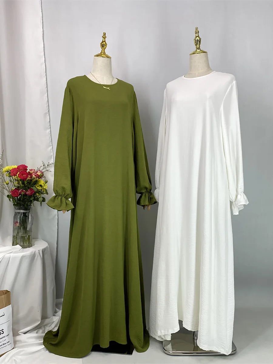 Daily Woven Abaya with Pockets - Elegant Regular Fit