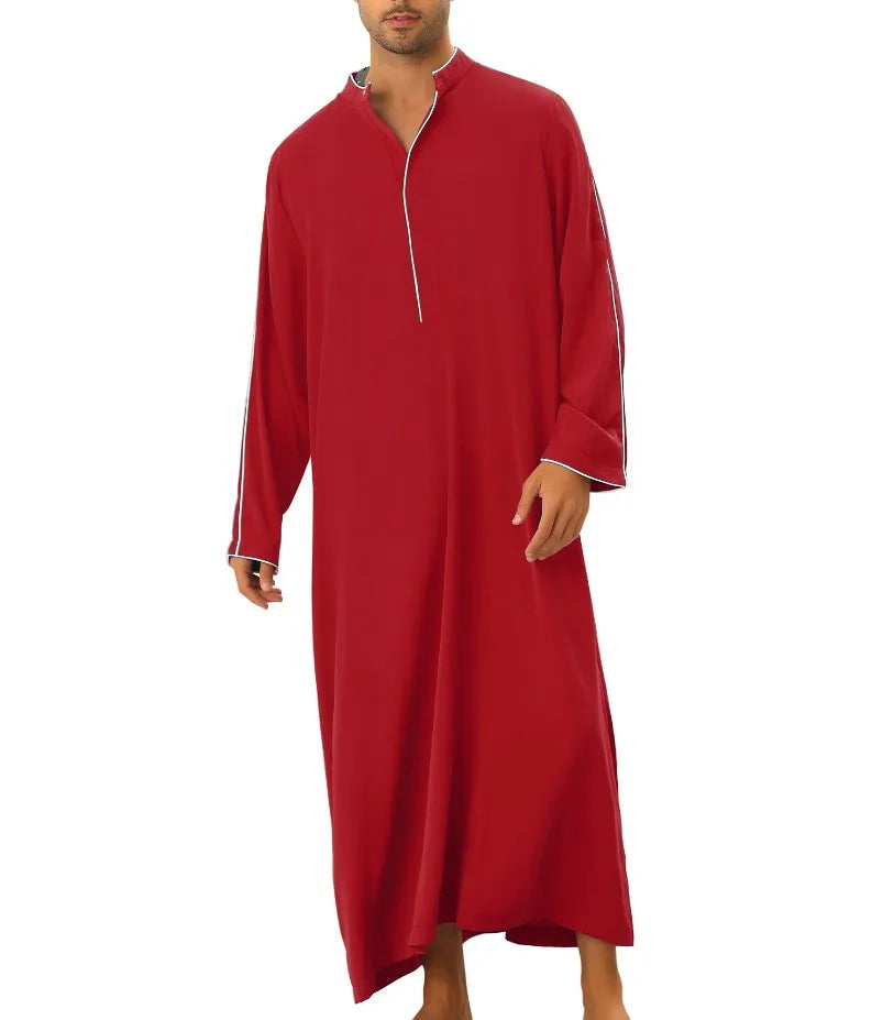 Men's Long Thobe - Simple Zipper Robe