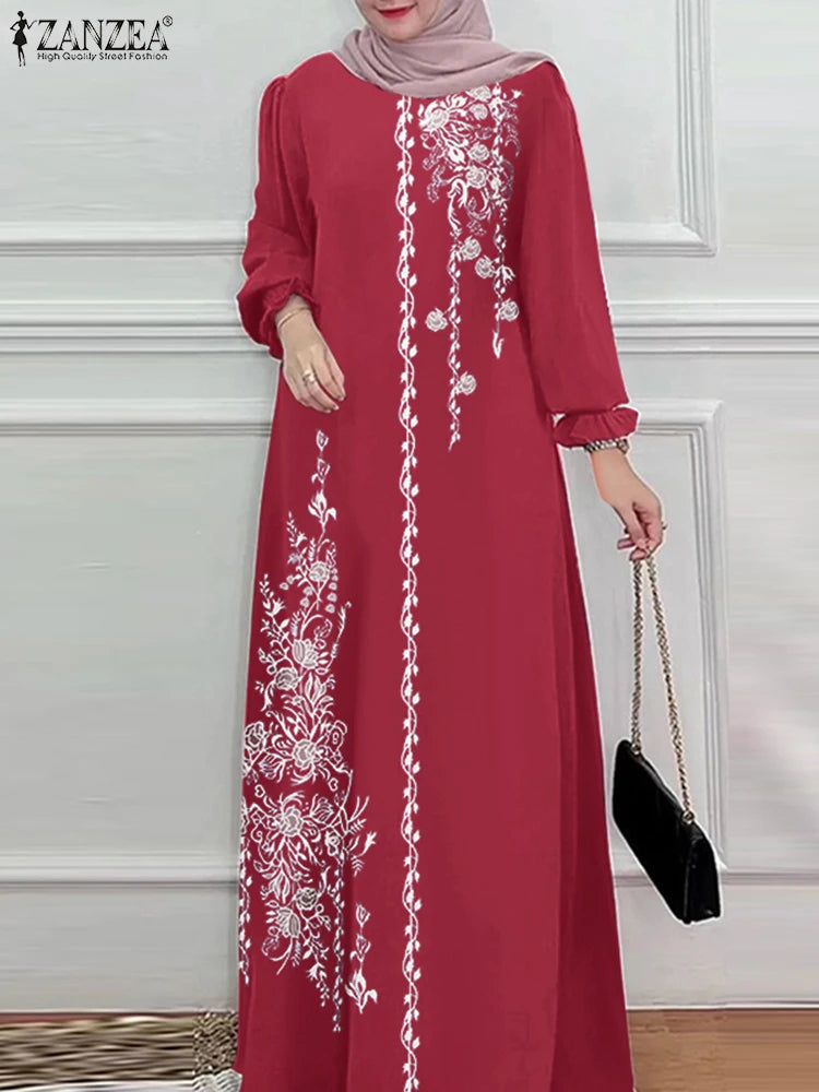 Bohemian Floral Maxi Dress - Elegant Muslim Abaya Kaftan