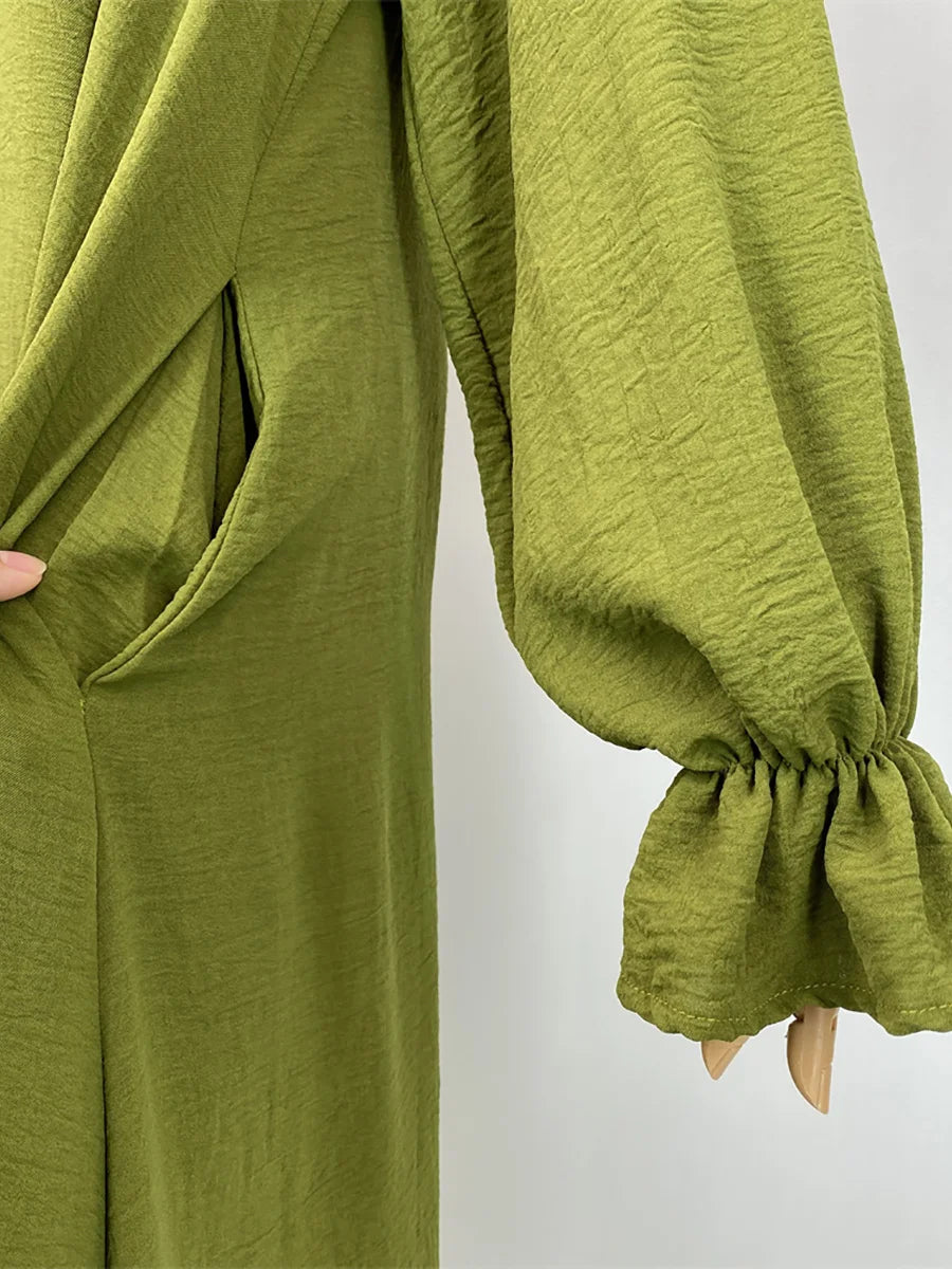 Daily Woven Abaya with Pockets - Elegant Regular Fit