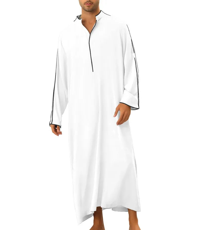 Men's Long Thobe - Simple Zipper Robe
