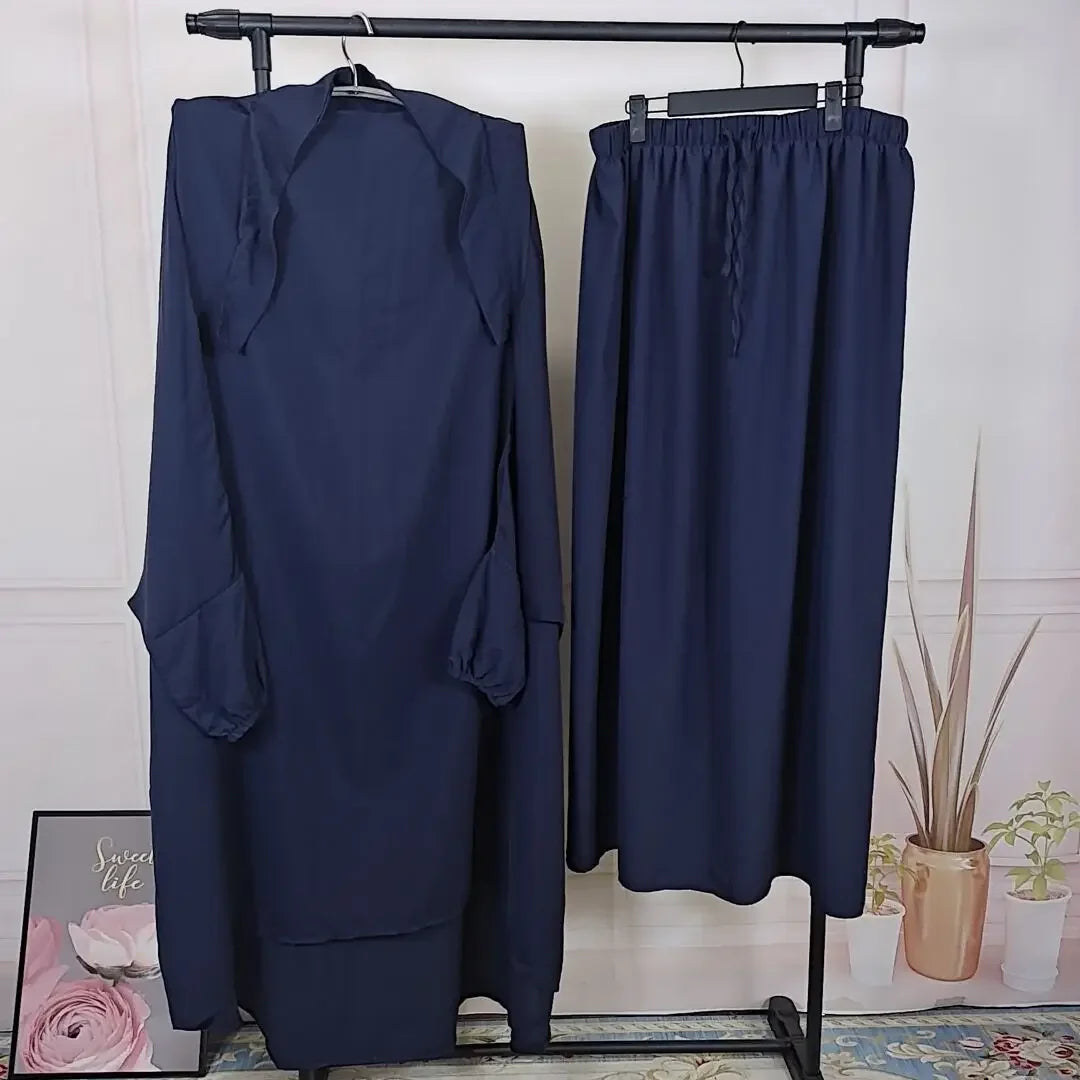 2-Piece Long Khimar & Skirt Prayer Set - Muslim Women Prayer Garment | Ramadan Eid 2025