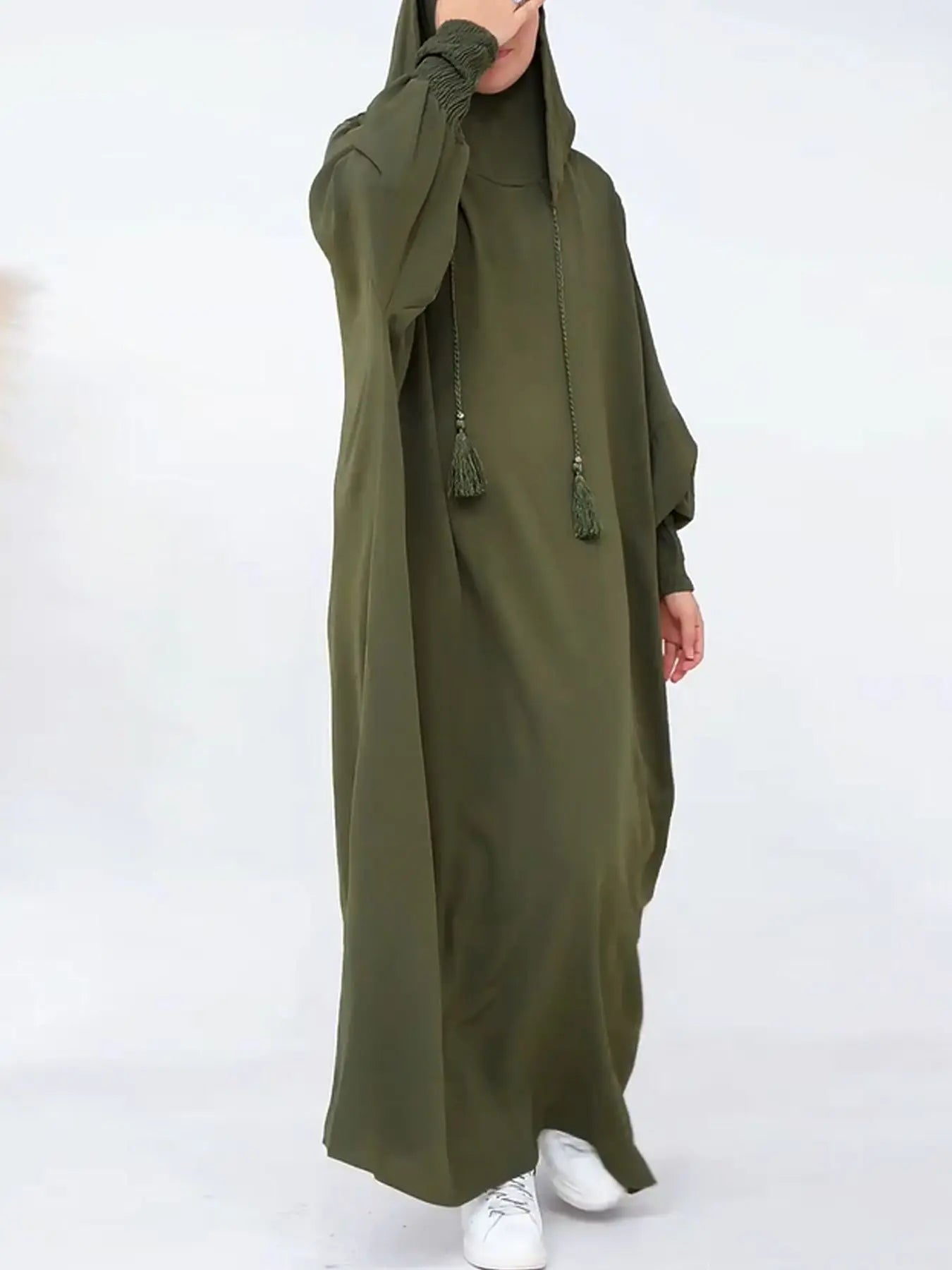 Premium Hooded Abaya Dress - Modest Islamic Clothing with Tassel Detail