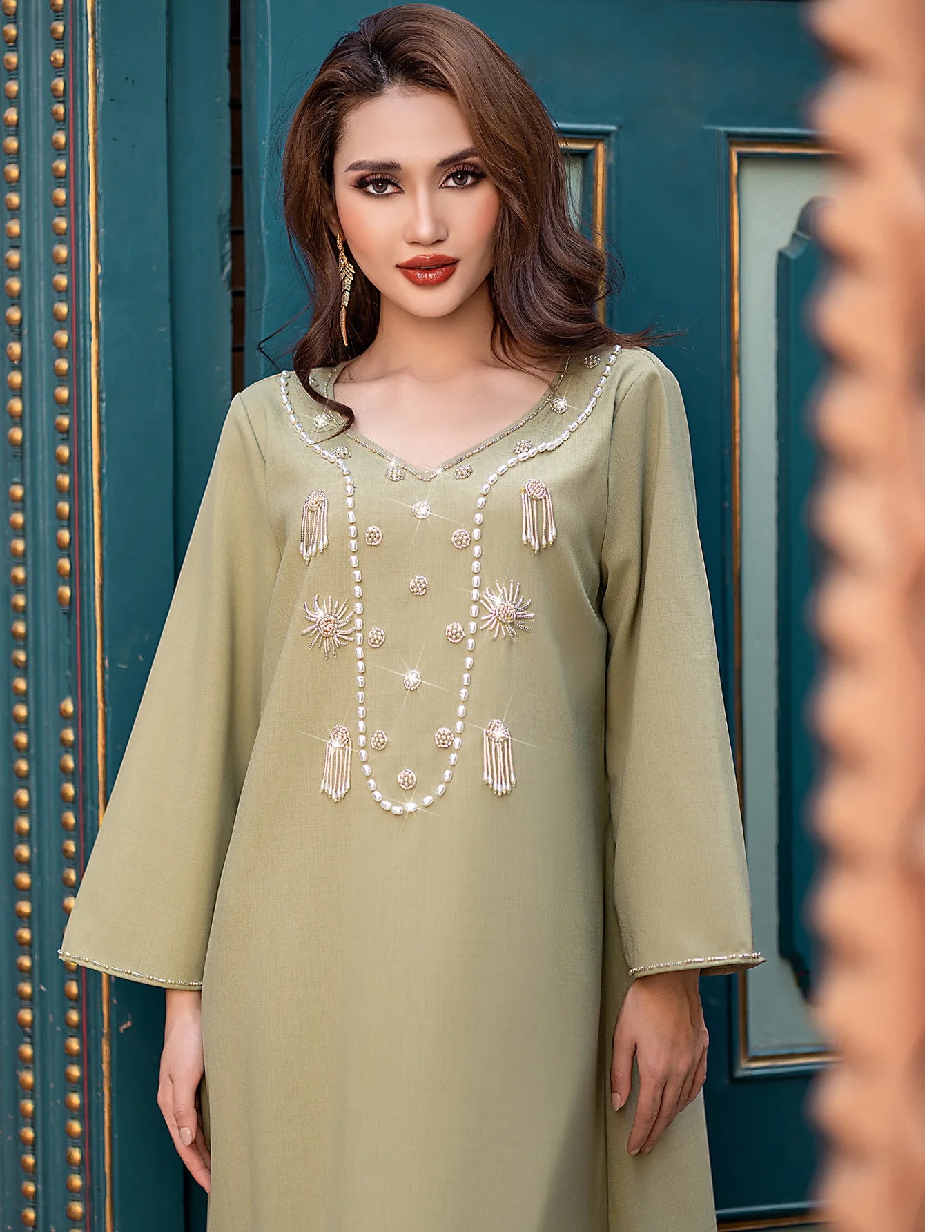 Luxury Diamond Kaftan Abaya - Dubai Elegant Long Dress for Women | Ramadan & Eid