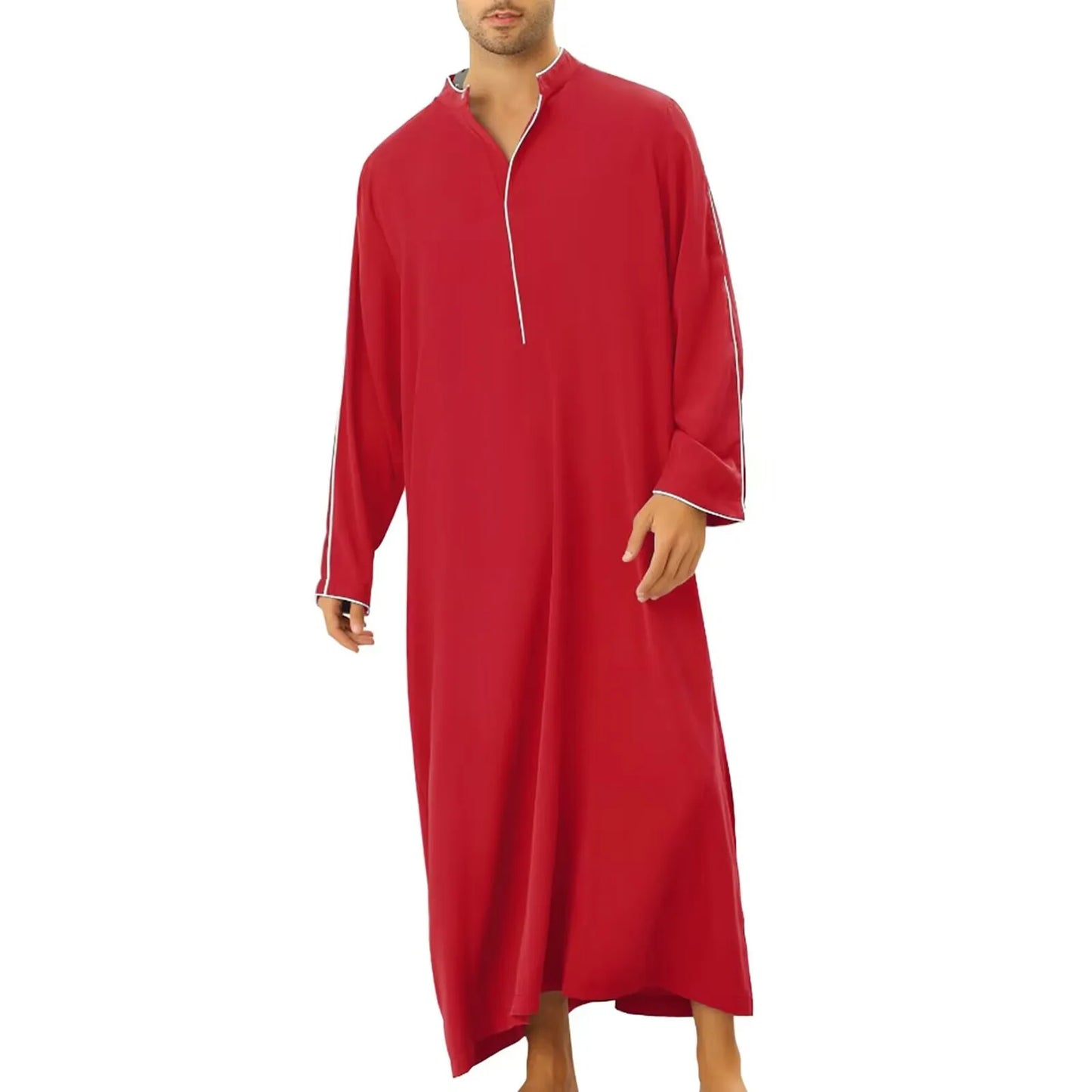 Men's Long Thobe - Simple Zipper Robe