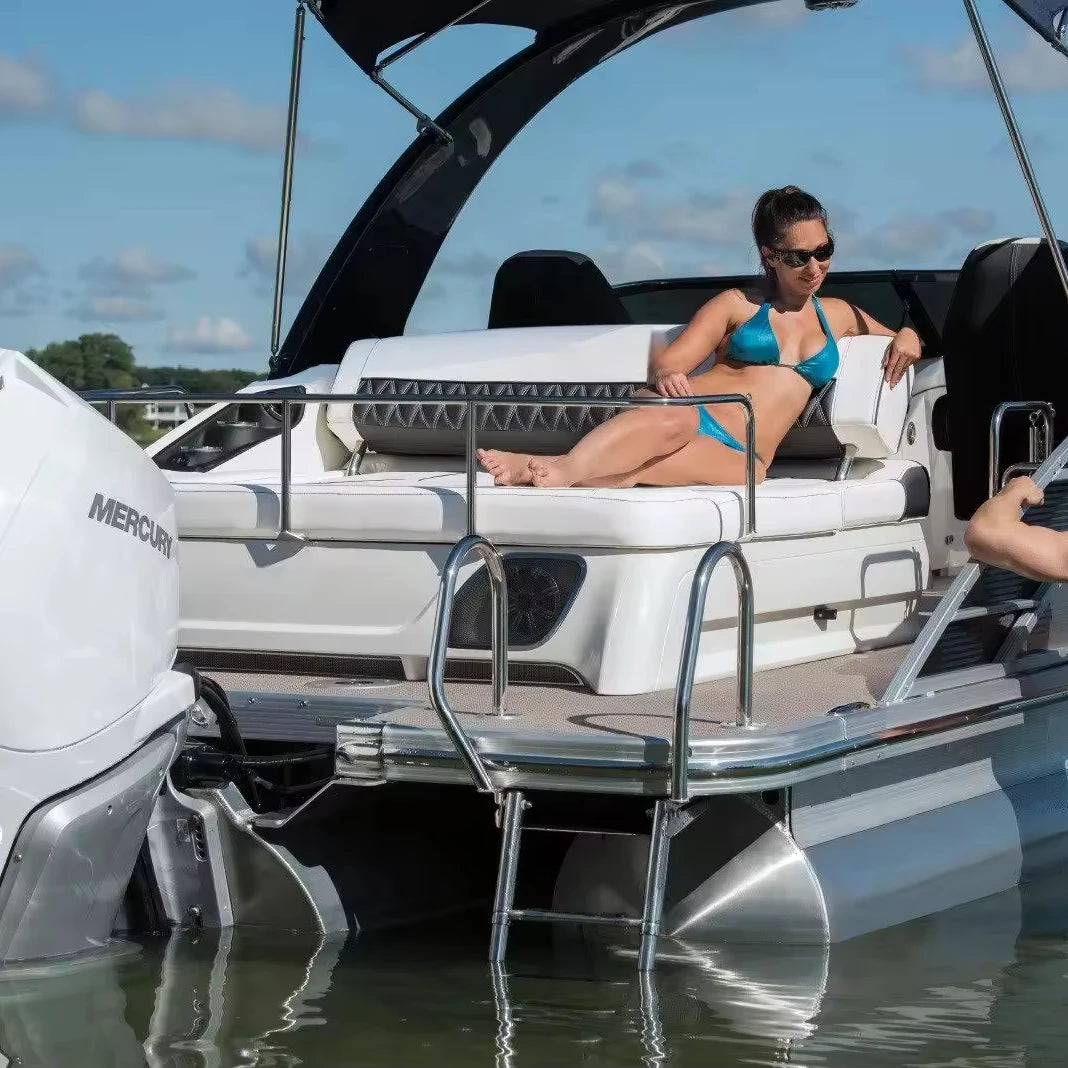 25ft Aluminum Pontoon Houseboat — Outboard Engine | 12–15 Persons