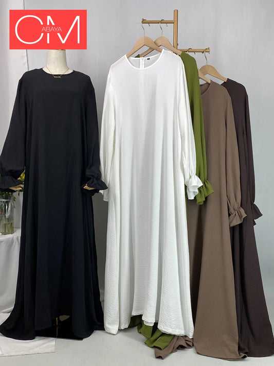 Daily Woven Abaya with Pockets - Elegant Regular Fit