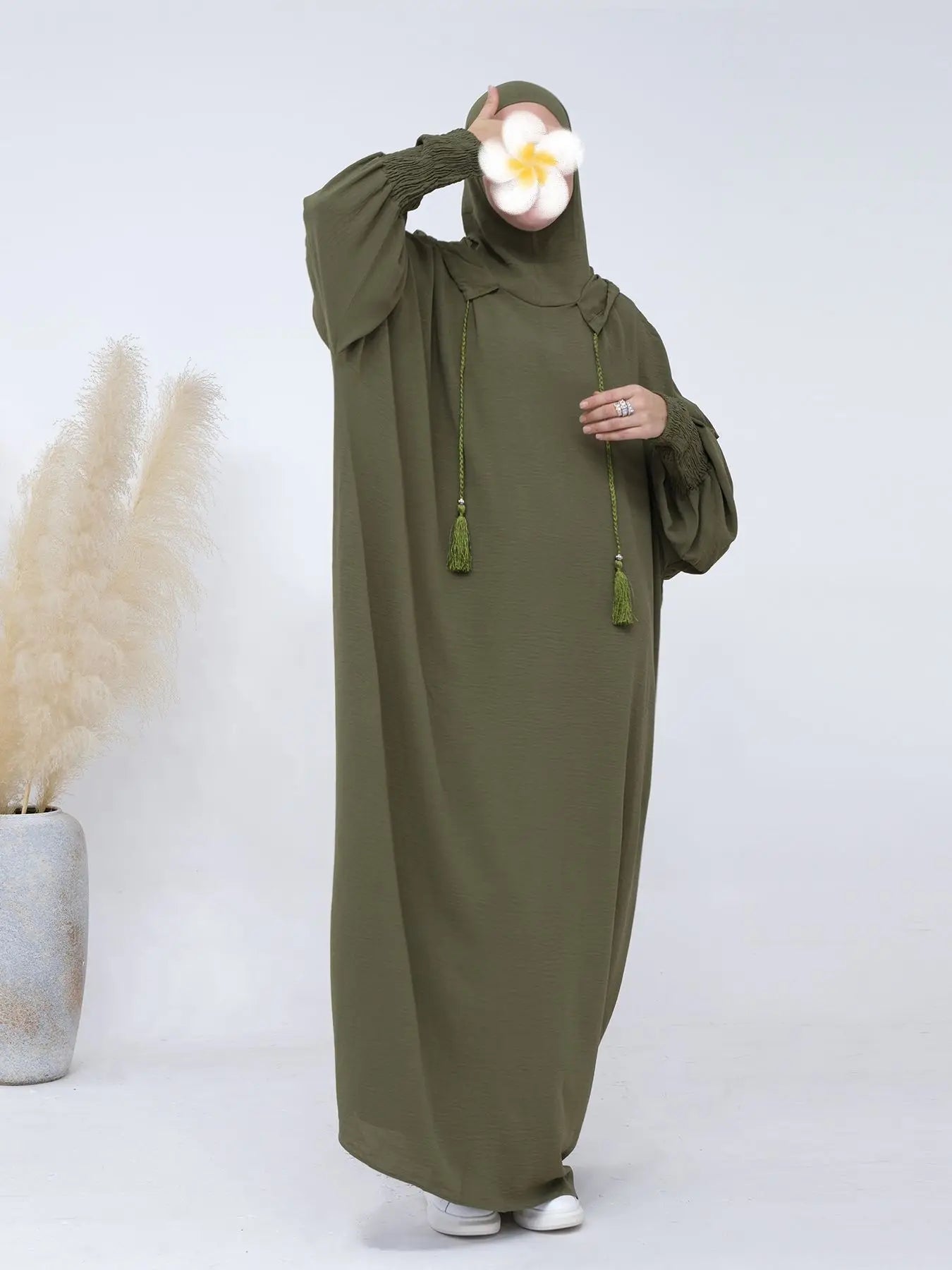 Premium Hooded Abaya Dress - Modest Islamic Clothing with Tassel Detail