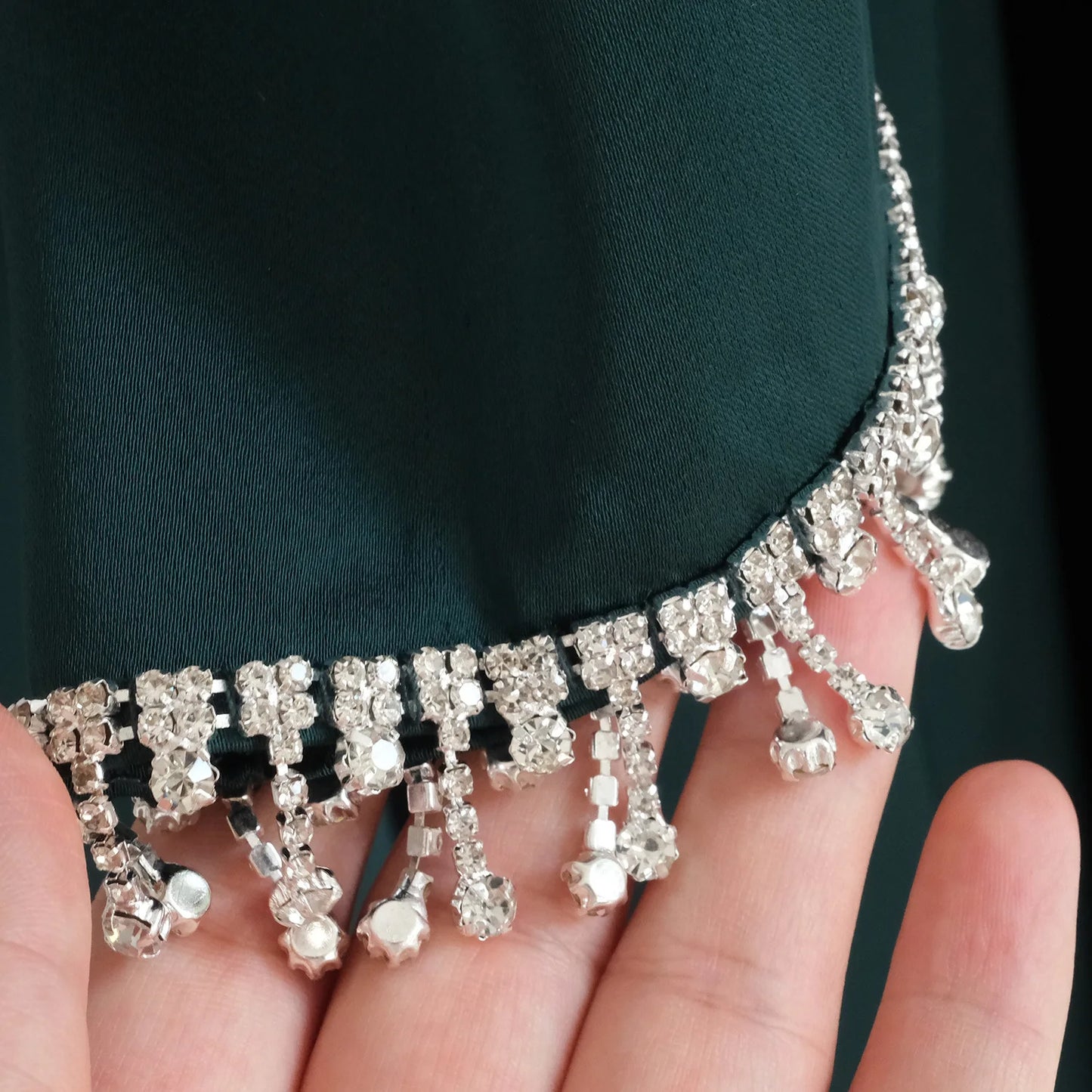 Nida 3-Piece Set with Crystal Chain - Elegant Evening Abaya