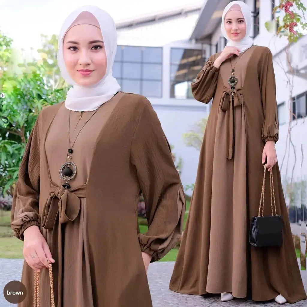 Long Sleeve Abaya - Casual Loose Fit Dress