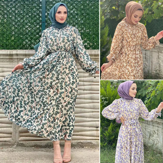 Luxury Chiffon Abaya with Floral Details - Loose Summer Dress