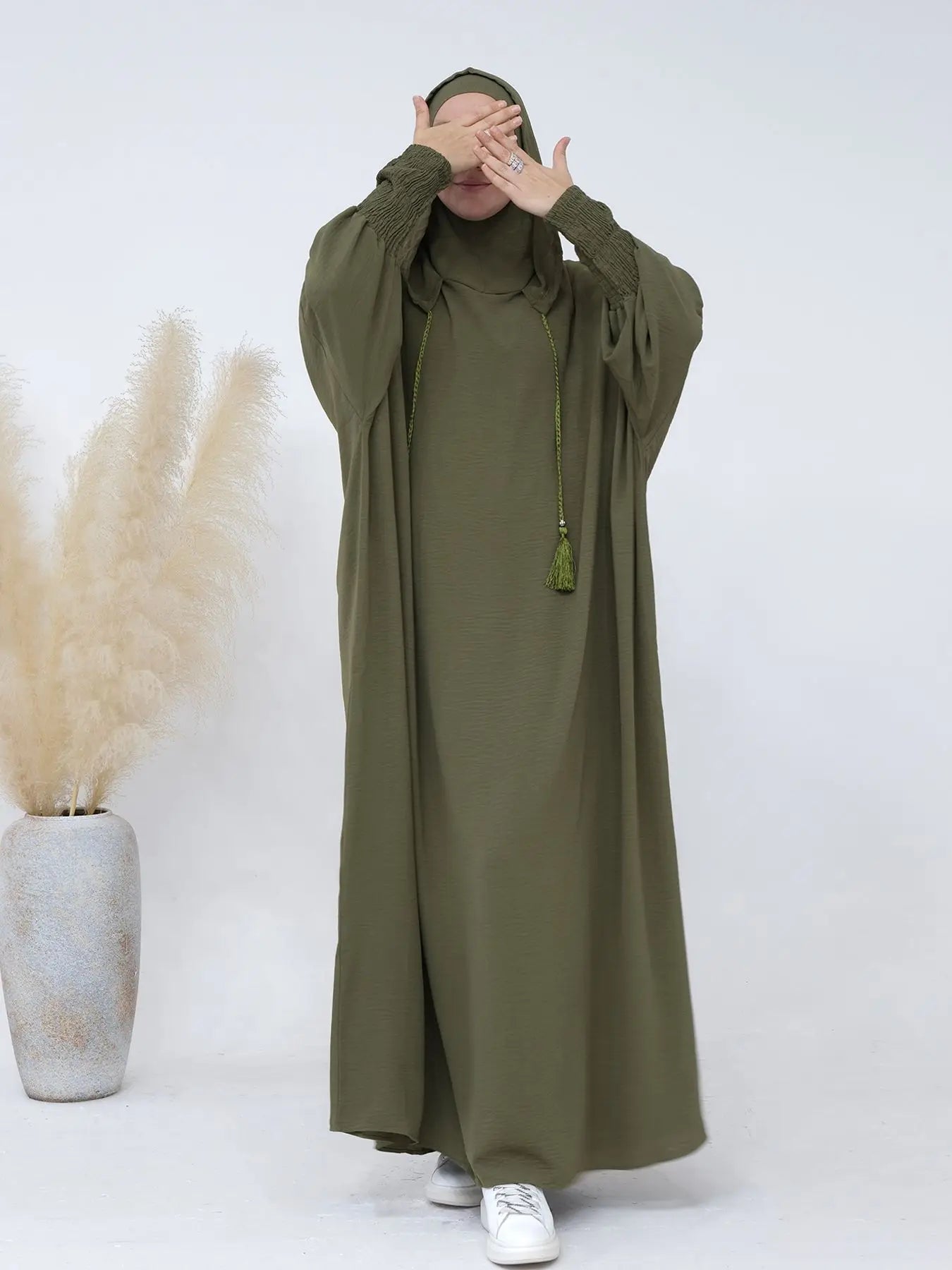 Premium Hooded Abaya Dress - Modest Islamic Clothing with Tassel Detail