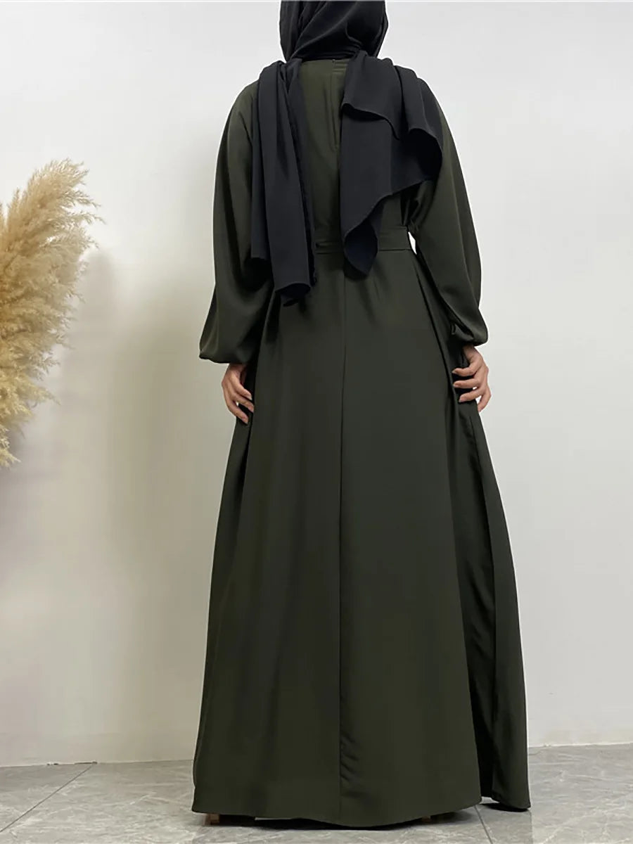 Elegant Abaya Dress with Pockets - Regular Fit Robe