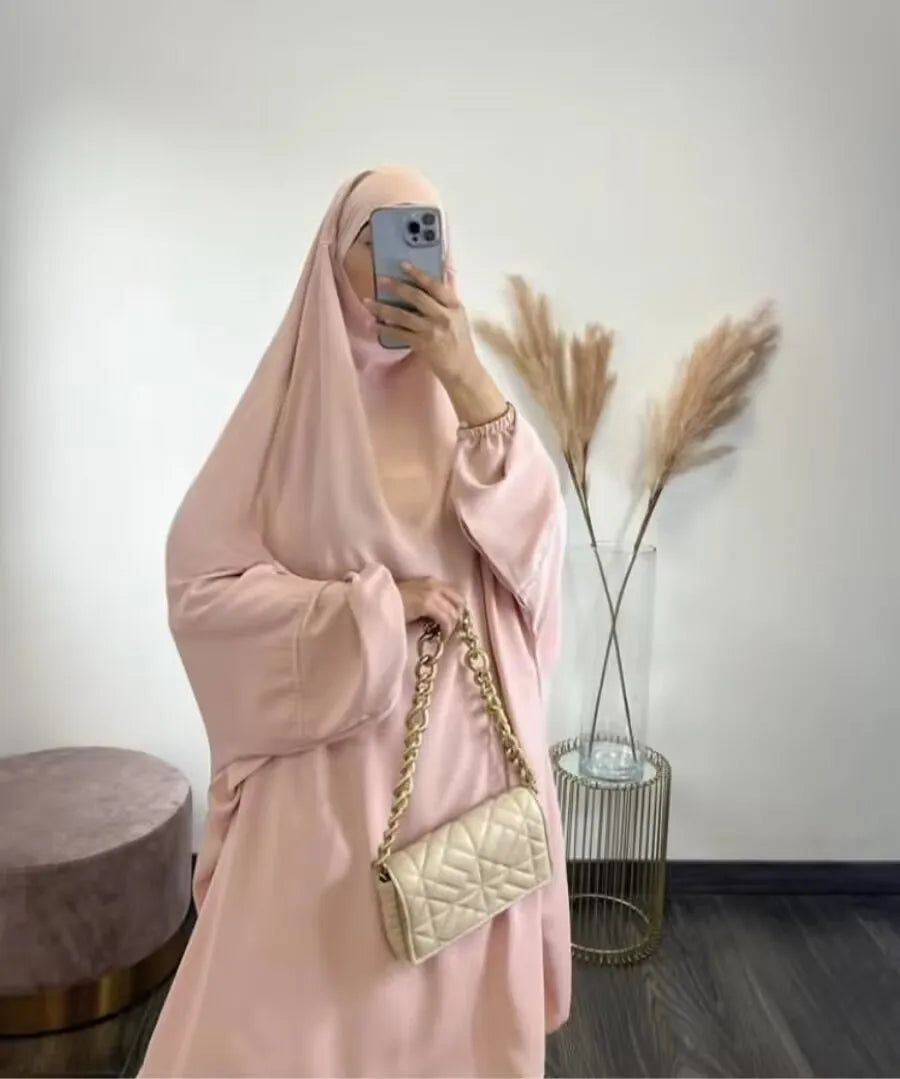 2-Piece Long Khimar & Skirt Prayer Set - Muslim Women Prayer Garment | Ramadan Eid 2025