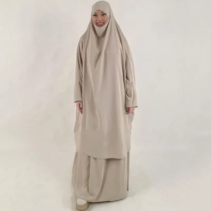 2-Piece Long Khimar & Skirt Prayer Set - Muslim Women Prayer Garment | Ramadan Eid 2025