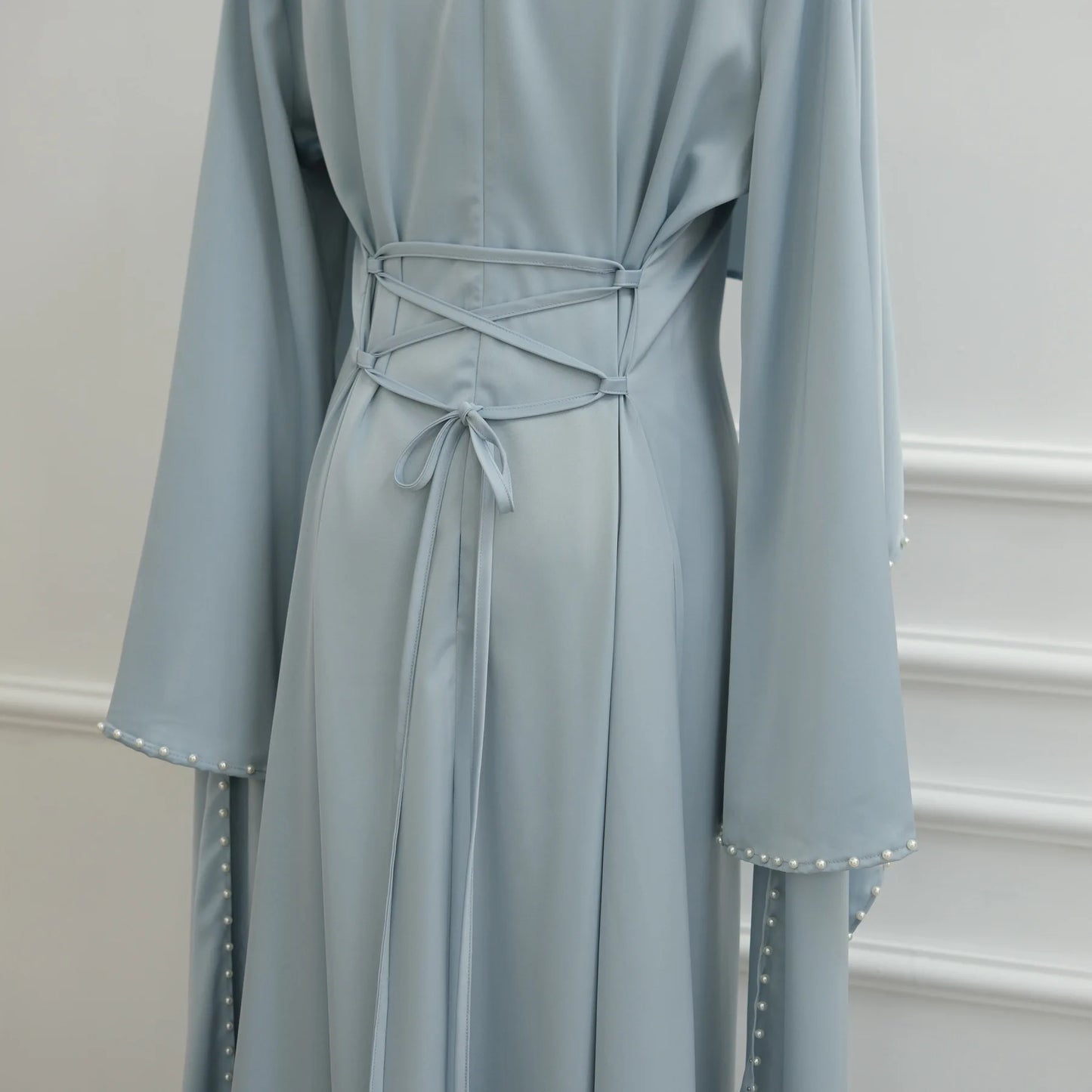 Elegant Beaded Muslim Party Dress - Long Sleeve Abaya Jalabiya for Eid & Ramadan