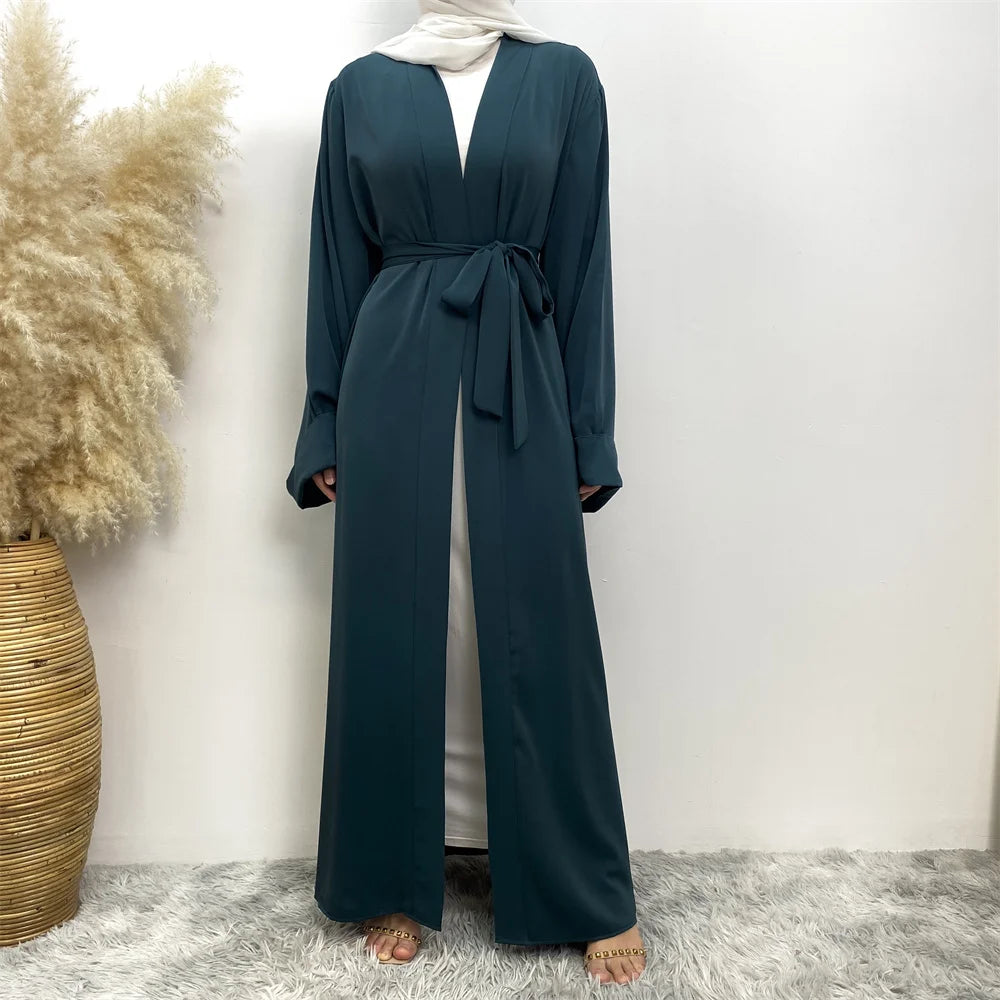 Elegant Dubai Abaya Dress with Belt - Long Hijab Kaftan for Women