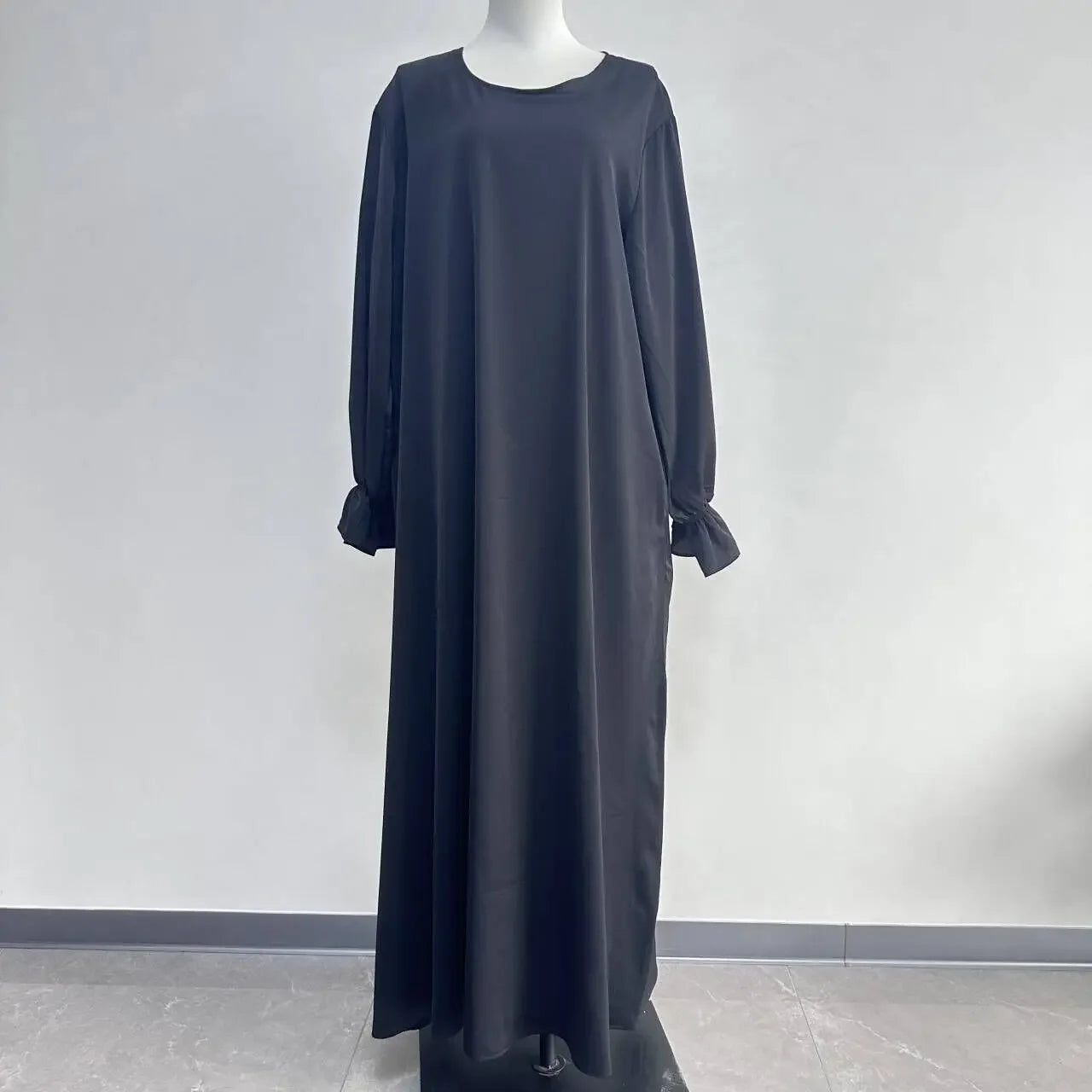 Muslim Modest Abaya Dress with Headscarf - Flare Sleeve Prayer Robe