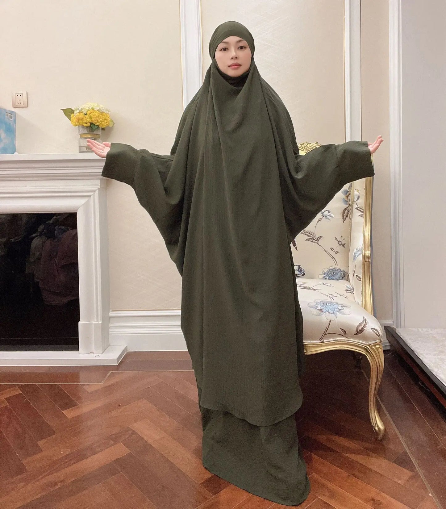 Long Khimar Prayer Set - 2 Piece Pullover Jilbab for Women