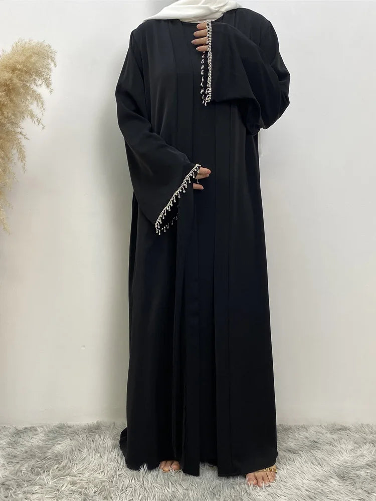 Nida 3-Piece Set with Crystal Chain - Elegant Evening Abaya