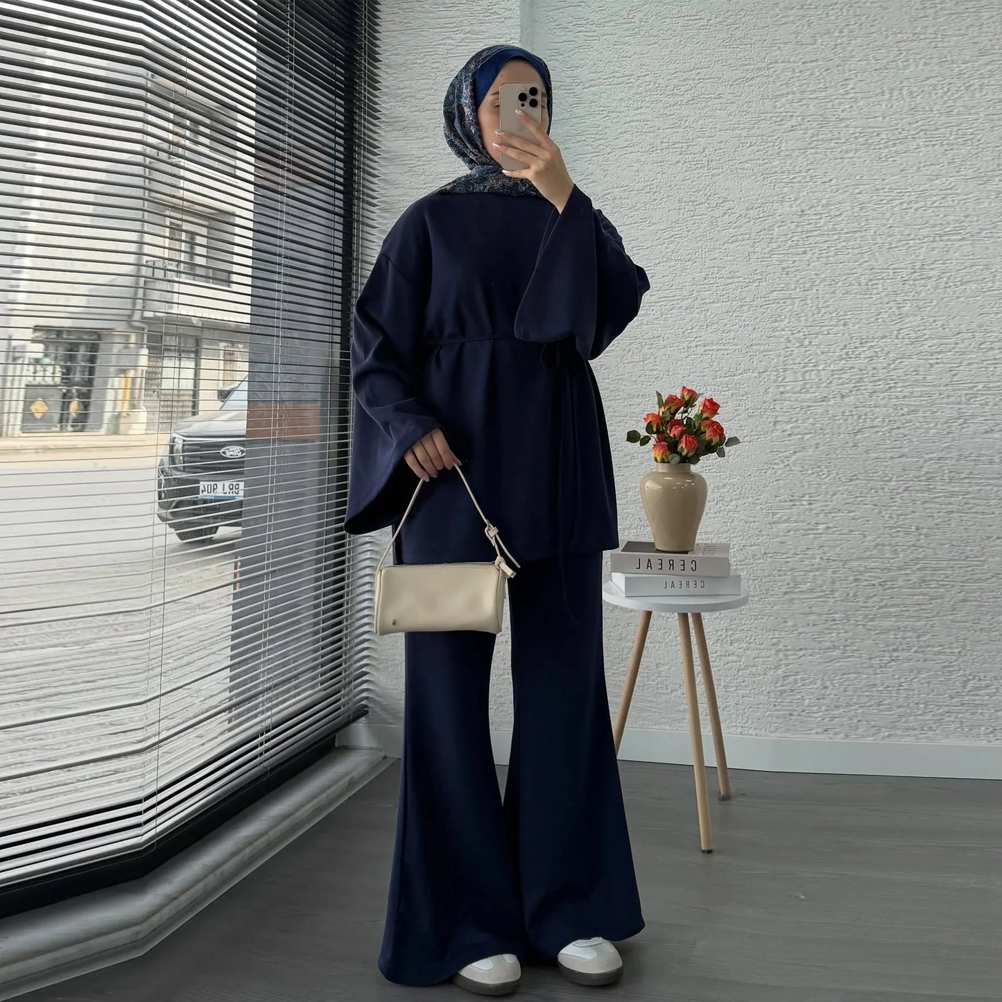Plain 2-Piece Set - Top & Pants Modest Outfit