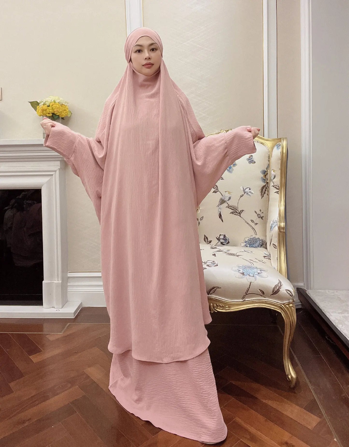 Long Khimar Prayer Set - 2 Piece Pullover Jilbab for Women