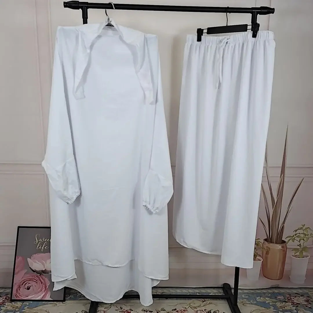 2-Piece Long Khimar & Skirt Prayer Set - Muslim Women Prayer Garment | Ramadan Eid 2025