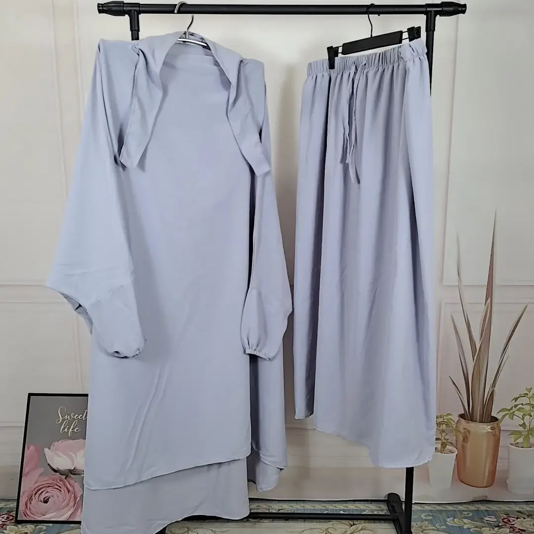 2-Piece Long Khimar & Skirt Prayer Set - Muslim Women Prayer Garment | Ramadan Eid 2025
