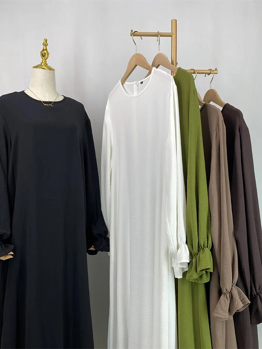 Daily Woven Abaya with Pockets - Elegant Regular Fit