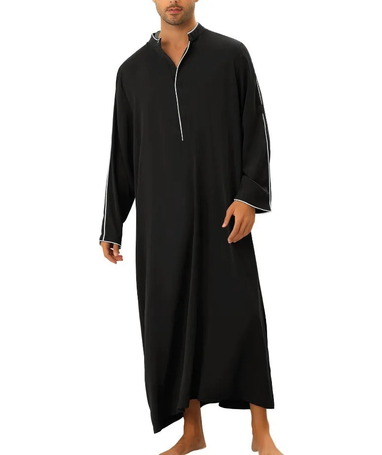 Men's Long Thobe - Simple Zipper Robe