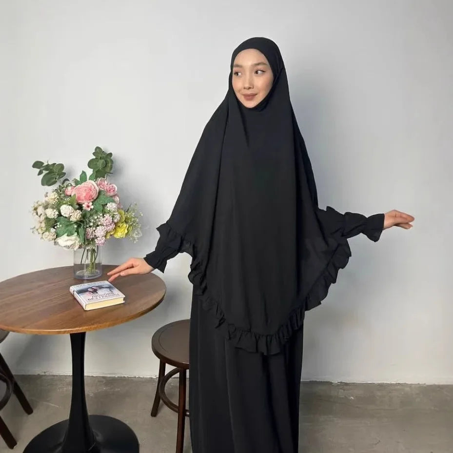 2-Piece Prayer Set - Long Khimar & Dress Abaya