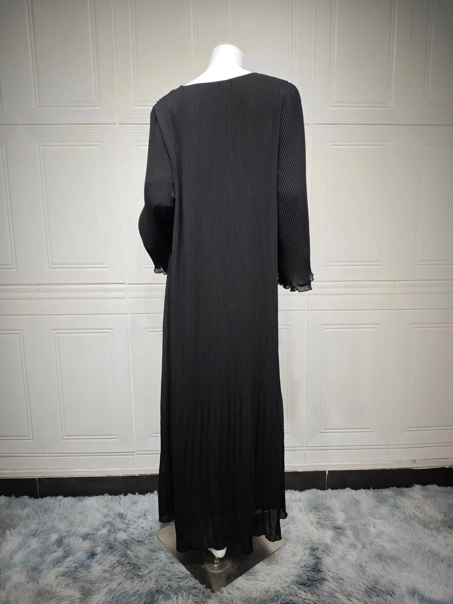 AyLosi Chiffon Pleated Flare Sleeve Muslim Dress - Elegant Kimono Abaya for Women | Eid Ramadan