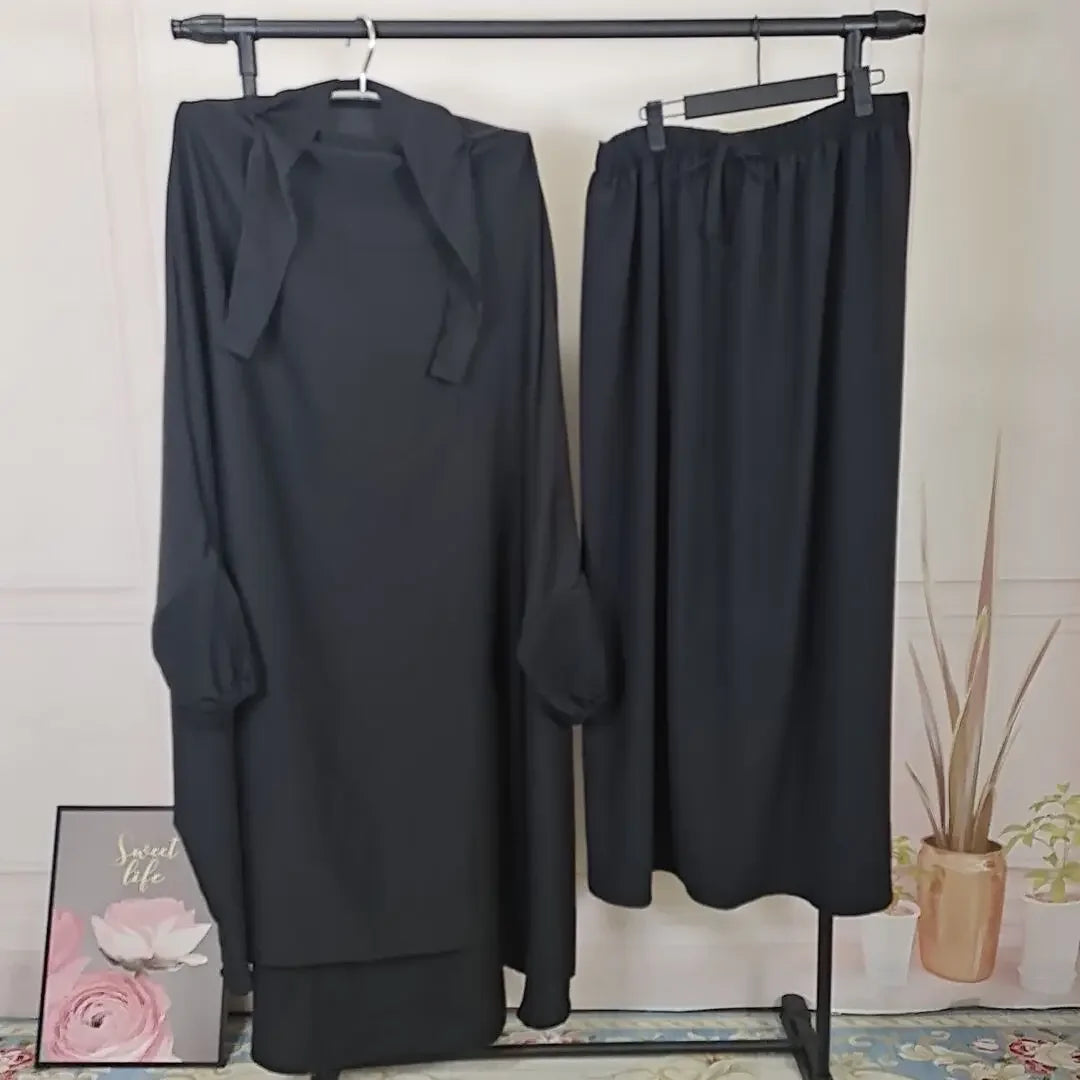 2-Piece Long Khimar & Skirt Prayer Set - Muslim Women Prayer Garment | Ramadan Eid 2025