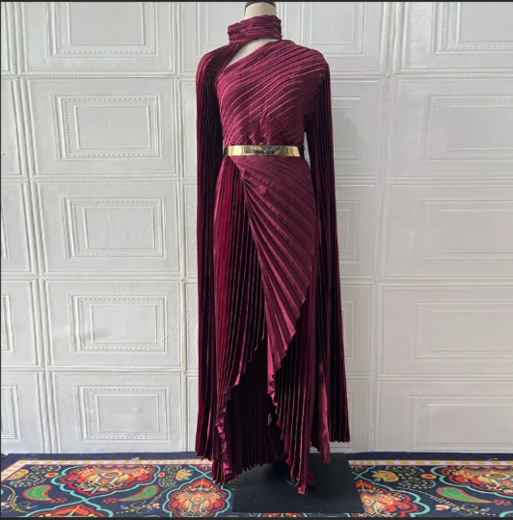 Muslim Dress Abaya Women Party Dresses Irregular Folds Jalabiya Kaftan Vestidos Arab Long Robe Ramadan Morocco Dubai Abayas