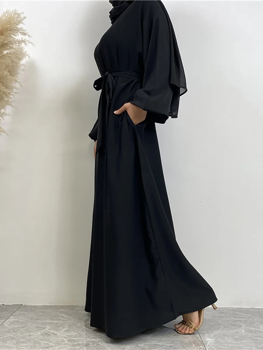 Elegant Abaya Dress with Pockets - Regular Fit Robe