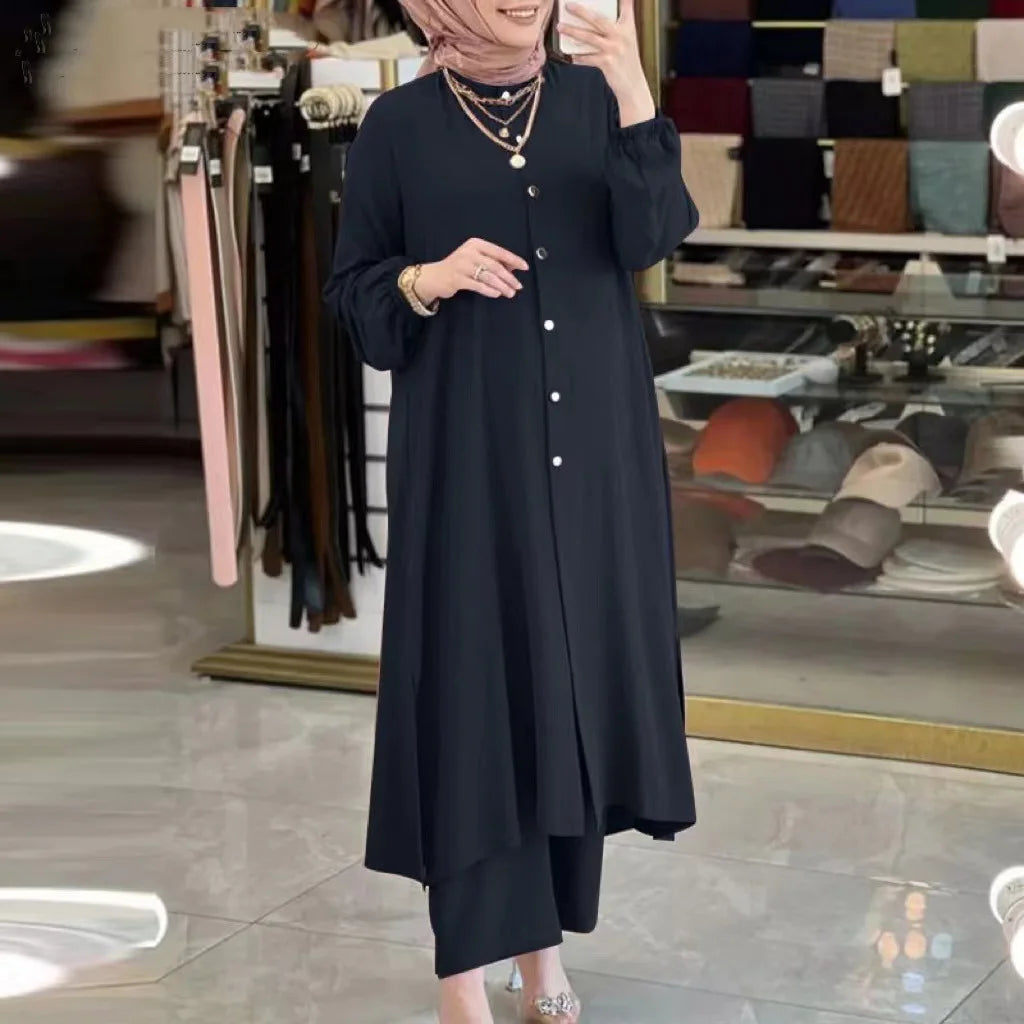 Elegant 2-Piece Set - Blouse & Wide Leg Pants