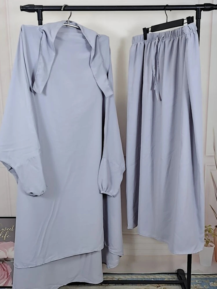 2-Piece Long Khimar & Skirt Prayer Set - Muslim Women Prayer Garment | Ramadan Eid 2025