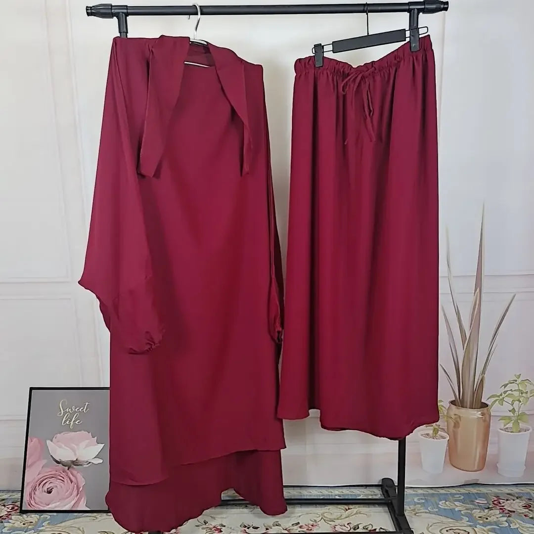 2-Piece Long Khimar & Skirt Prayer Set - Muslim Women Prayer Garment | Ramadan Eid 2025