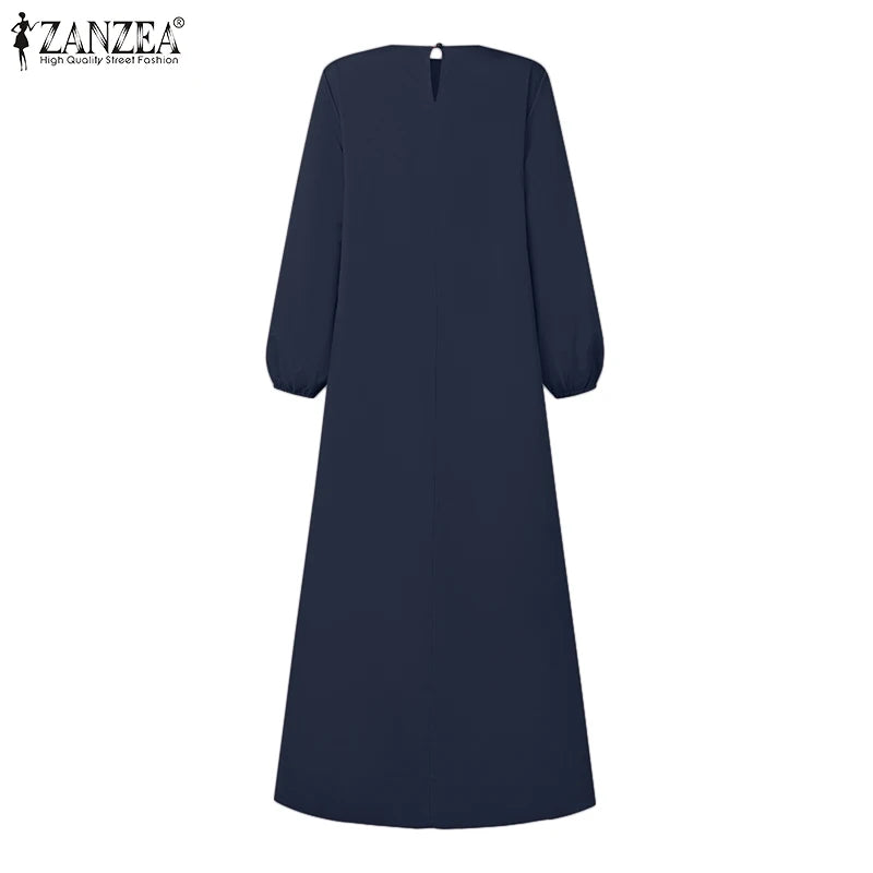 Pleated Maxi Dress - Elegant Long Sleeve Abaya