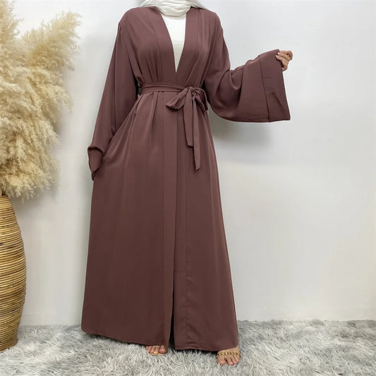Elegant Dubai Abaya Dress with Belt - Long Hijab Kaftan for Women