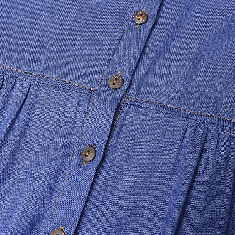 Denim Blue Long Sleeve Abaya - Loose Casual Maxi Dress