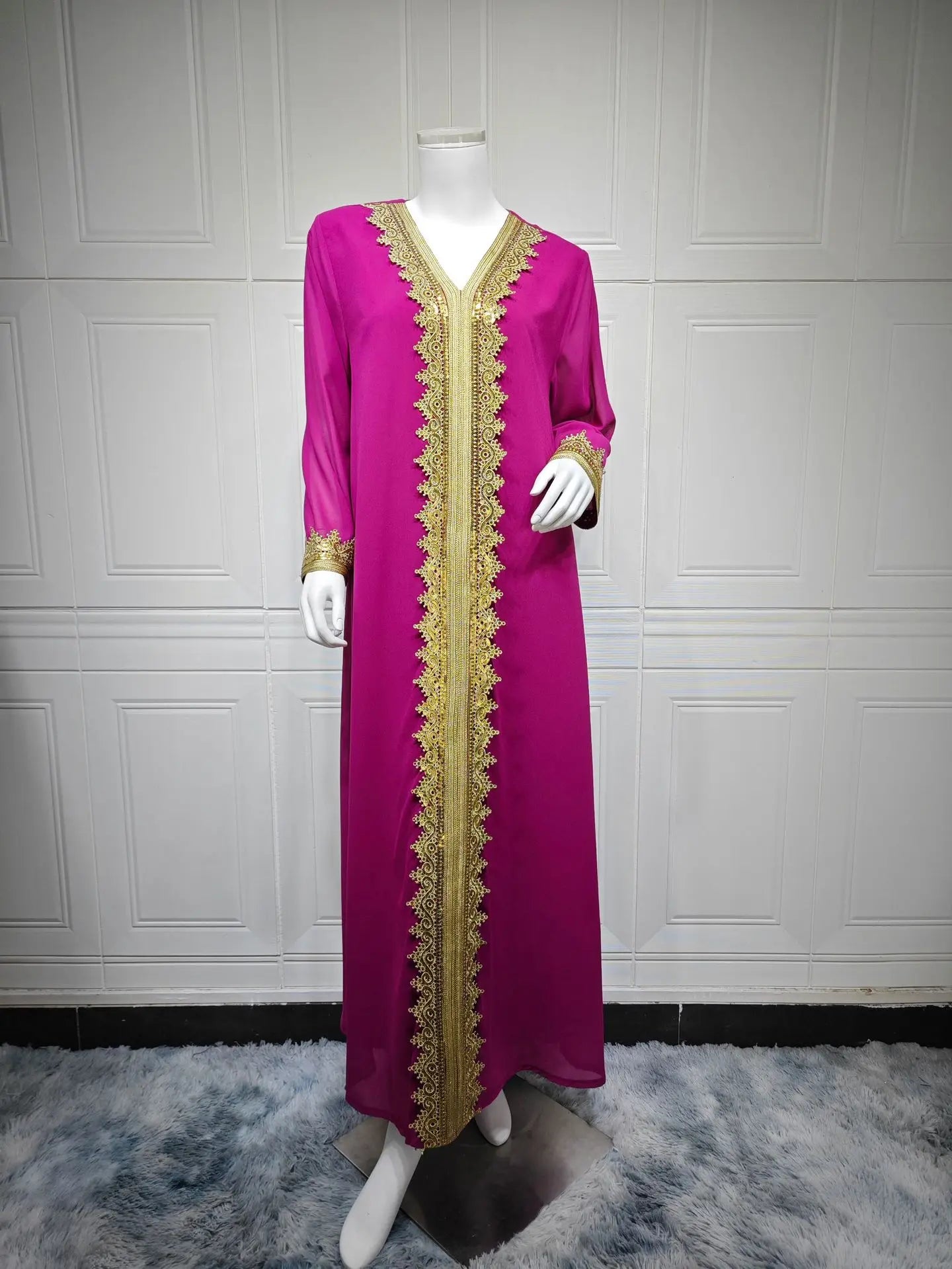 Luxury 2-Piece Kimono Cardigan & Dress Set - Embroidered Abaya