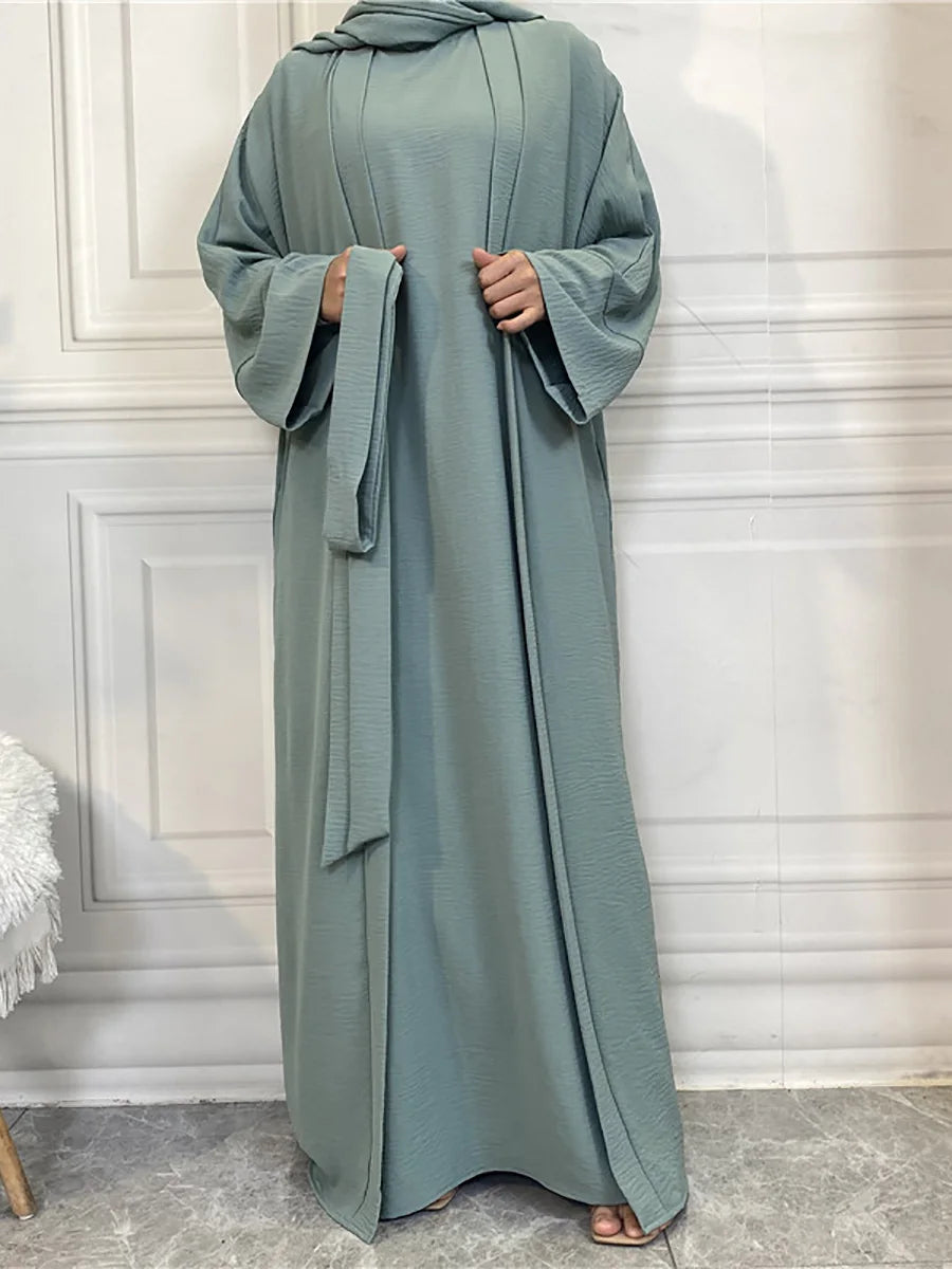 Complete Abaya Suit with Hijab - Modest Cardigan Set