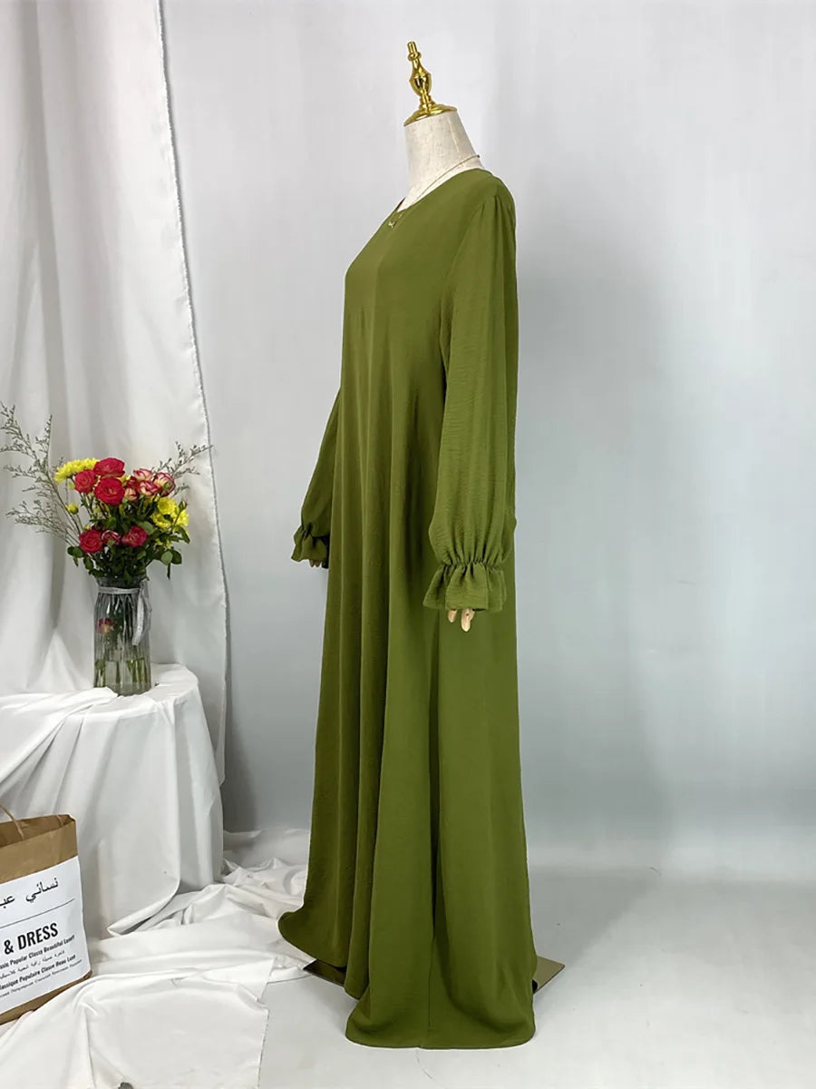 Daily Woven Abaya with Pockets - Elegant Regular Fit