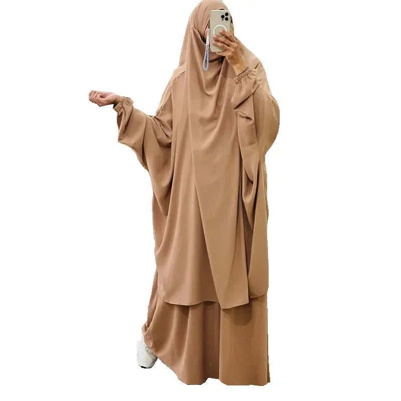 2-Piece Long Khimar & Skirt Prayer Set - Muslim Women Prayer Garment | Ramadan Eid 2025