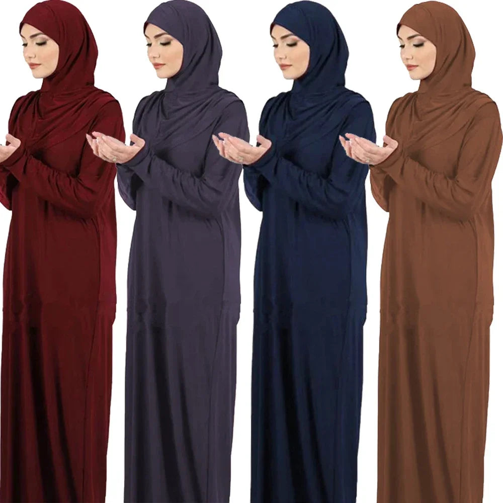 One-Piece Hooded Khimar Prayer Dress - Overhead Hijab Abaya for Women | Ramadan Salah