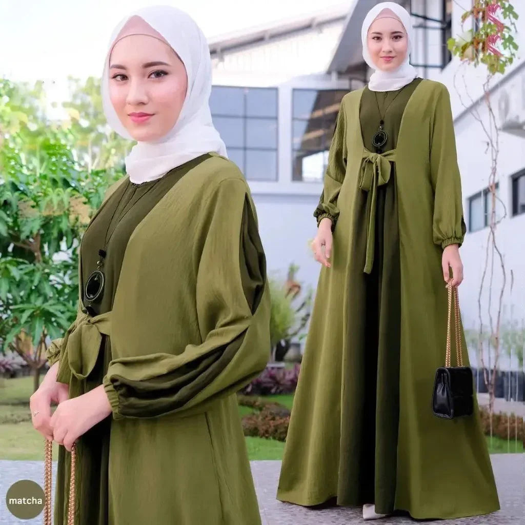 Long Sleeve Abaya - Casual Loose Fit Dress