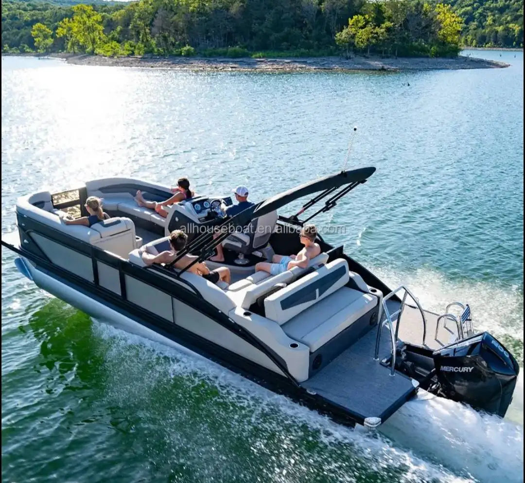 25ft Aluminum Pontoon Houseboat — Outboard Engine | 12–15 Persons