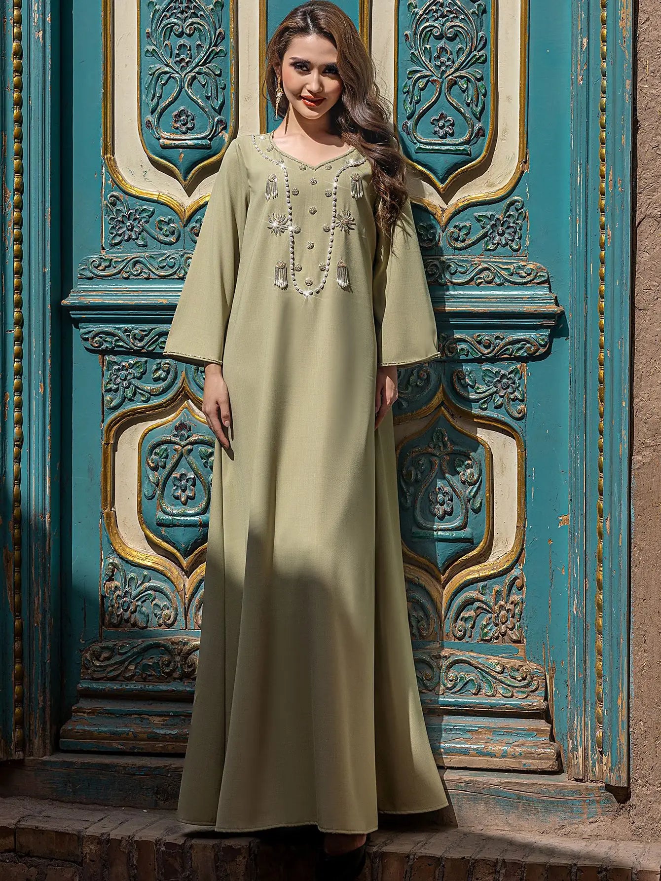 Luxury Diamond Kaftan Abaya - Dubai Elegant Long Dress for Women | Ramadan & Eid