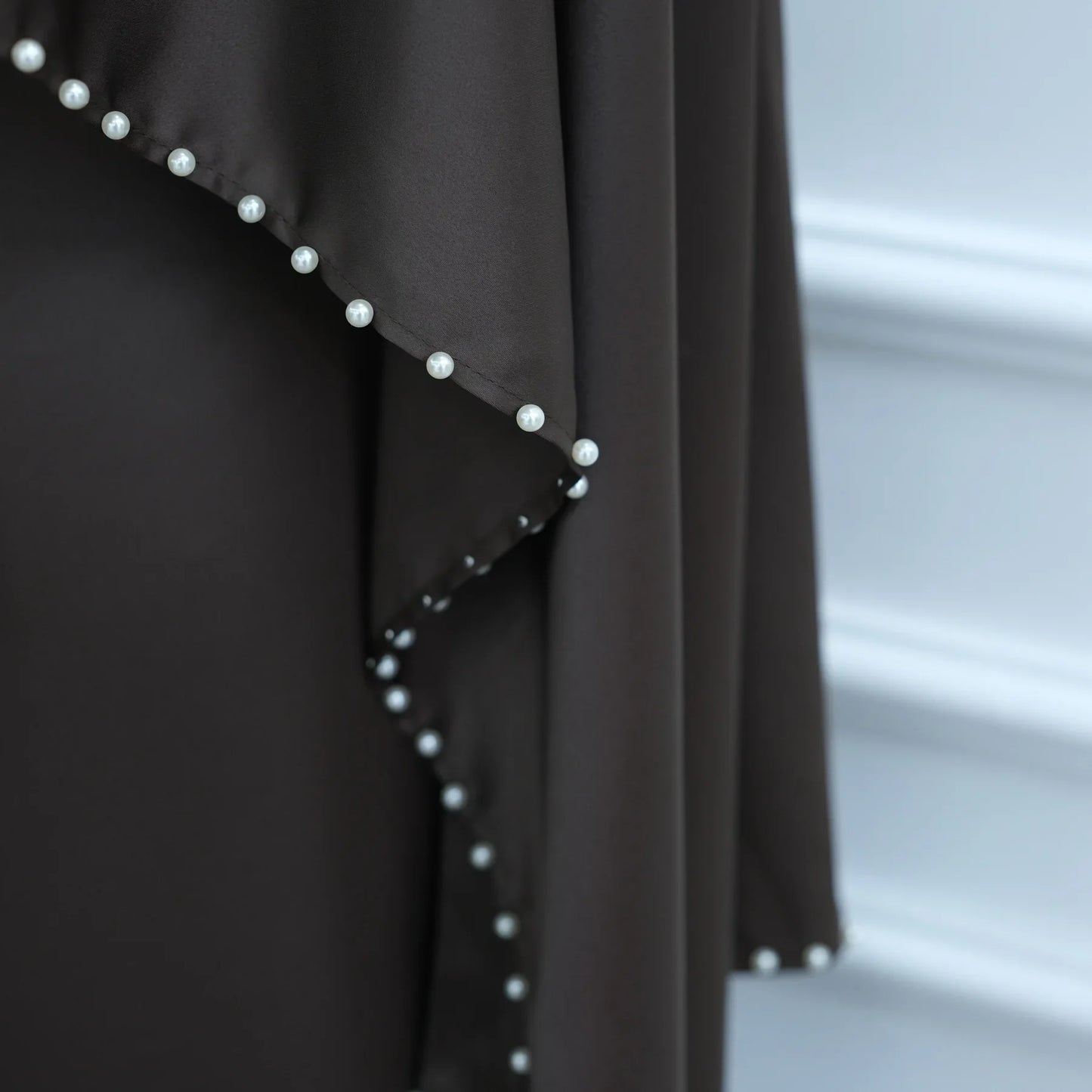 Elegant Beaded Muslim Party Dress - Long Sleeve Abaya Jalabiya for Eid & Ramadan